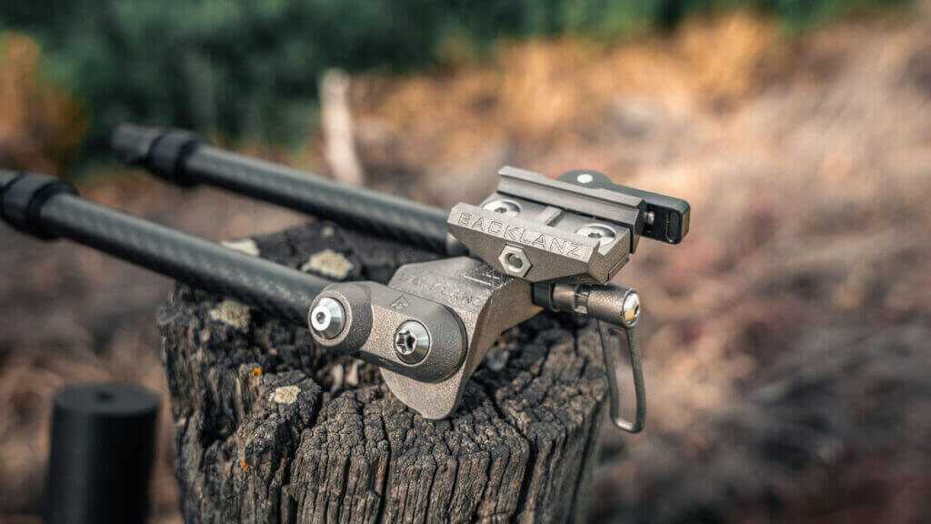 Backlanz Precision Range bipod field setup showing lightweight carbon fiber and titanium construction