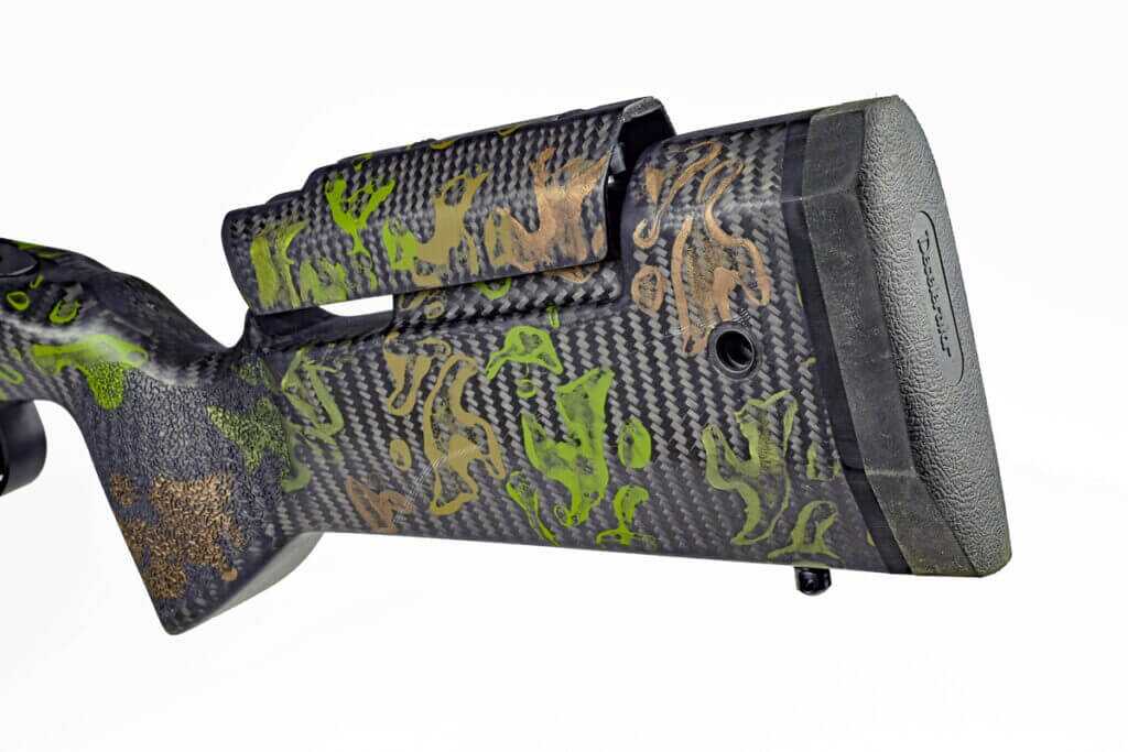Geissele King Hunter rifle in Manners Long Range Hunter carbon fiber stock with adjustable comb