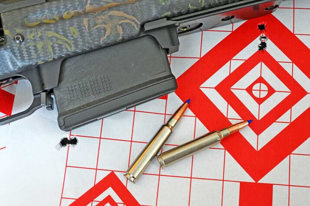 Geissele King Hunter 7mm Backcountry target showing half-MOA groups with Federal 170-grain Terminal Ascent ammo