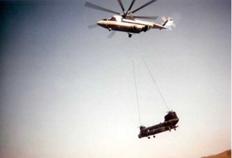 Recovered Chinook 476 after salvage operation that returned the aircraft to combat service