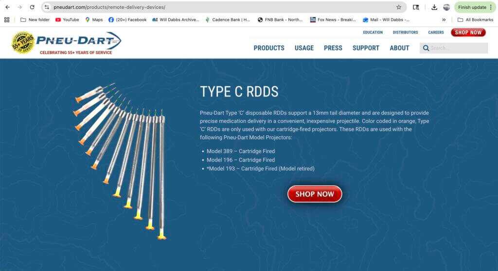 Pneu-Dart tranquilizer dart projectiles for remotely delivered medications