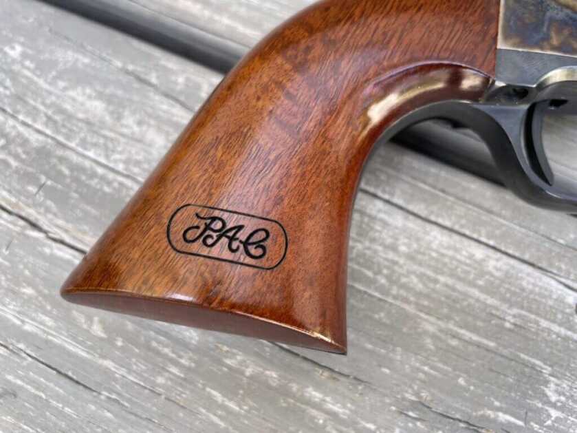 Cimarron U.S.V. Artillery smooth wood grip with RAC reproduction cartouche
