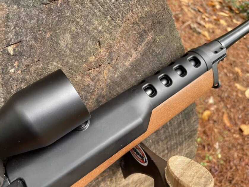 Ruger Mini-14 Ranch heat-resistant plastic handguard on wood stock rifle
