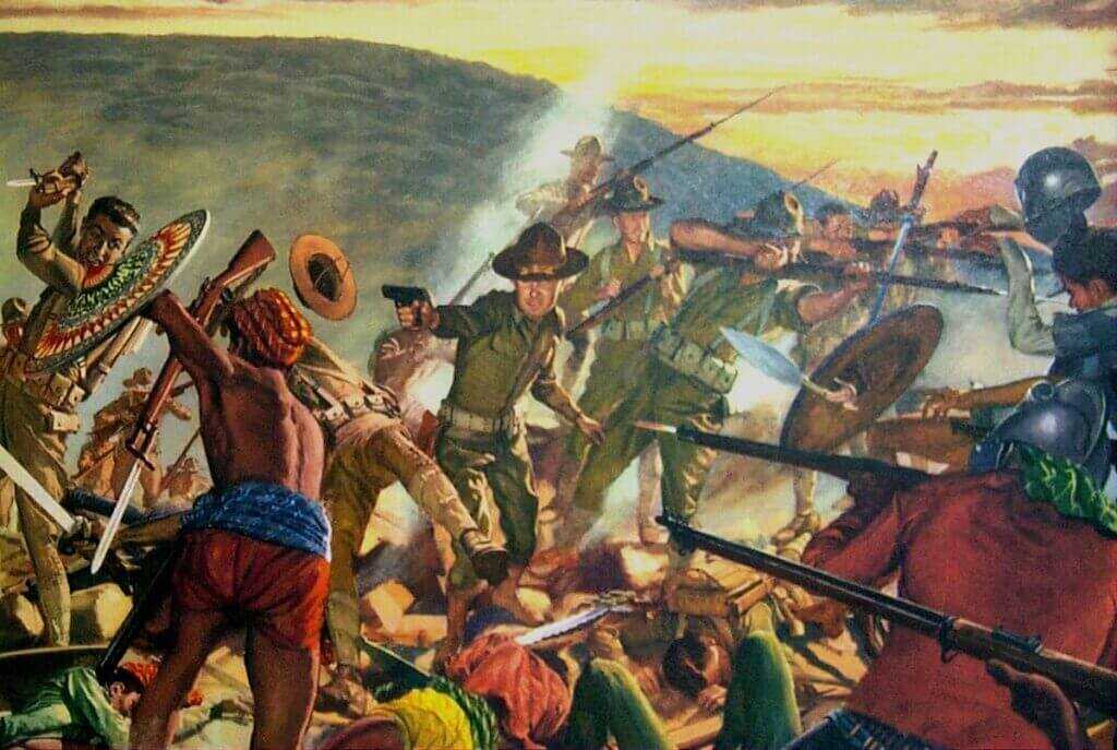 U.S. Army soldiers in the Moro campaign where .45 caliber handgun power became critical