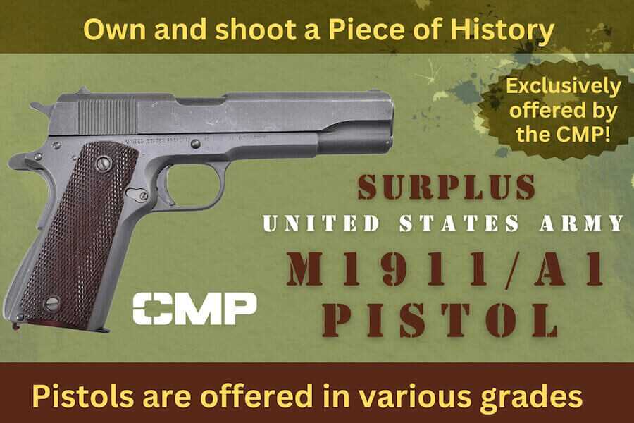 Military surplus M1911A1 pistols flyer from CMP.