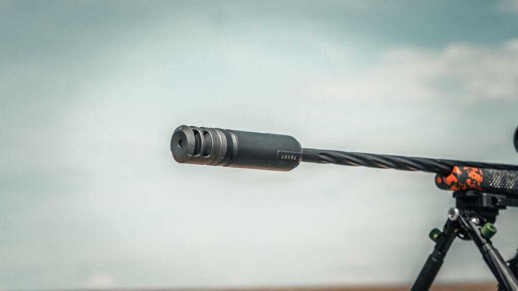 Tenet Limited 30 suppressor shown with no muzzle device, single port brake, and dual port brake options
