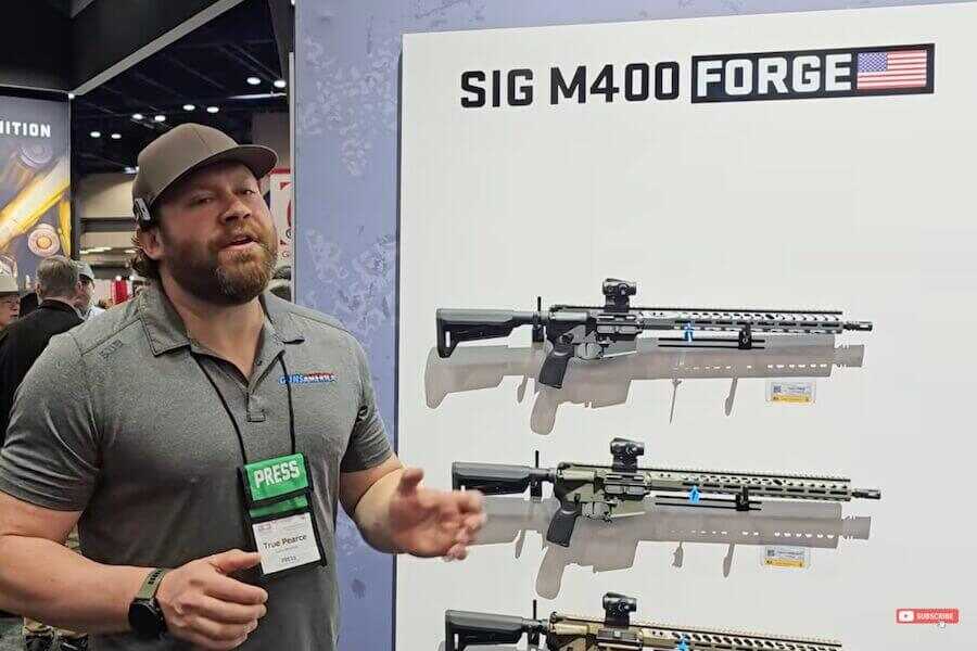 True showing off the SIG M400 Forge at the NRAAM 2026. 