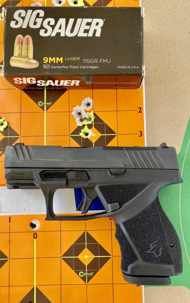 Taurus TX9 Sub-Compact target group with Sig Sauer 115-grain 9mm ammunition