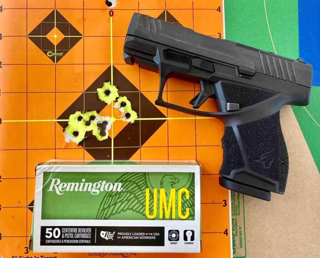 Taurus TX9 Sub-Compact target with Remington UMC 147-grain 9mm ammunition at 7 yards