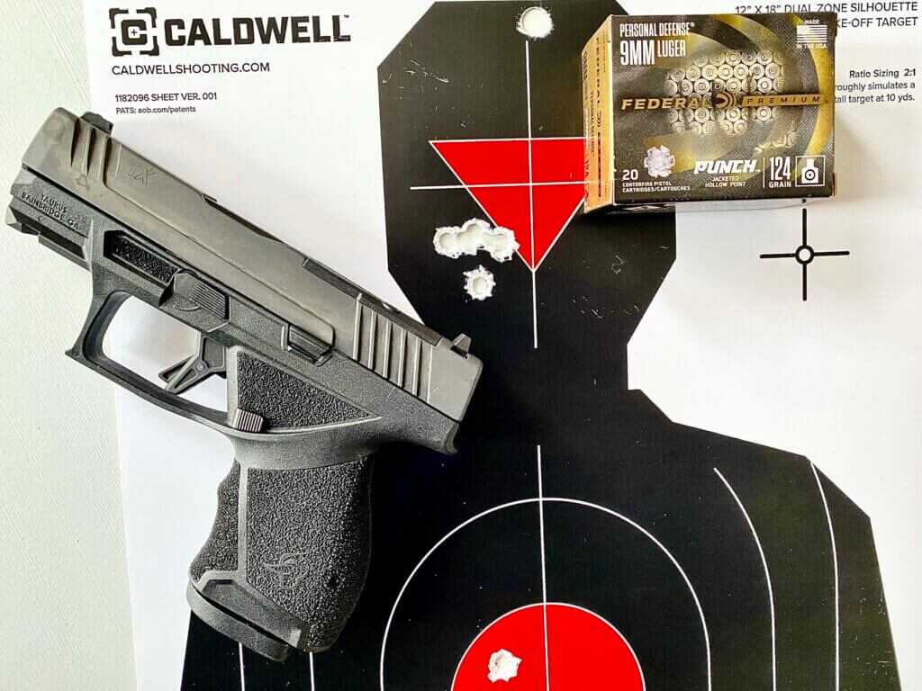 Taurus TX9 Sub-Compact group with Federal Punch 9mm self-defense ammunition at 7 yards