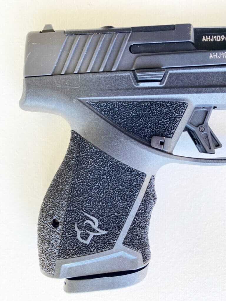 Taurus TX9 Sub-Compact grip with beavertail, textured panels and undercut trigger guard