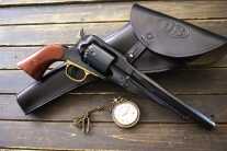 remington 1858 revolver with a pocket watch and a US Army hip holster
