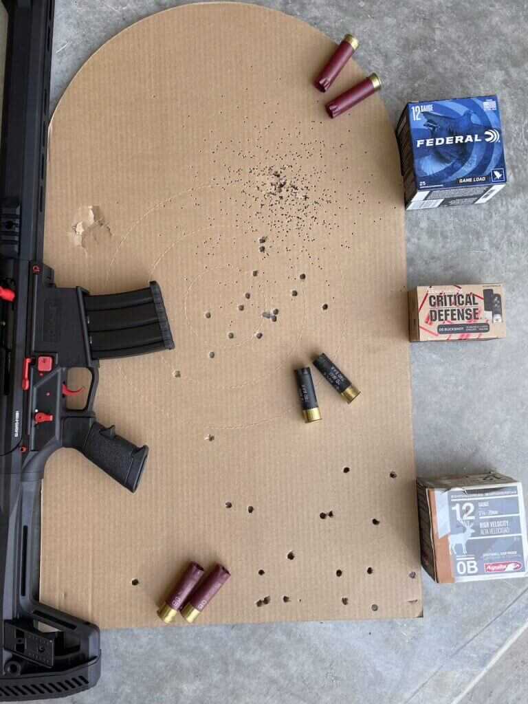 Tokarev TT 12 Pro target patterns with Federal bird shot Hornady 00 buckshot and Aguila OB buckshot
