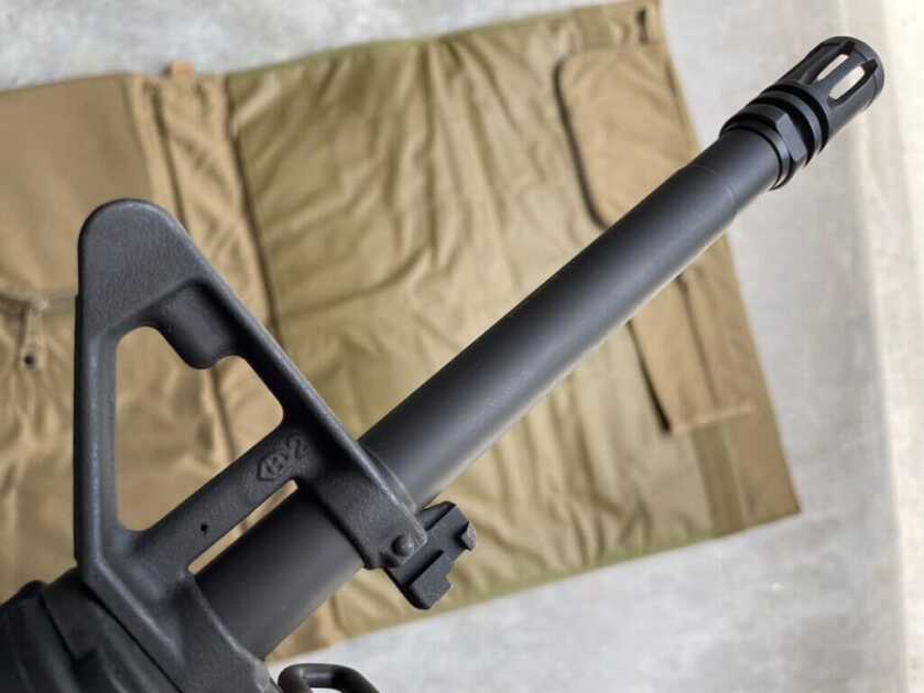 Springfield Armory SA-16A2 muzzle with M16A2 bird cage flash hider and heavier barrel profile
