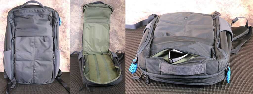 5.11 Tactical LVC12 low-vis concealed carry backpack with clamshell opening and eye pro pouch