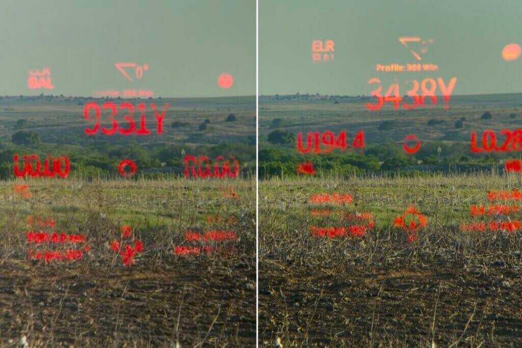 Vortex Talon HD 10K display ranging a distant target at 9,331 yards