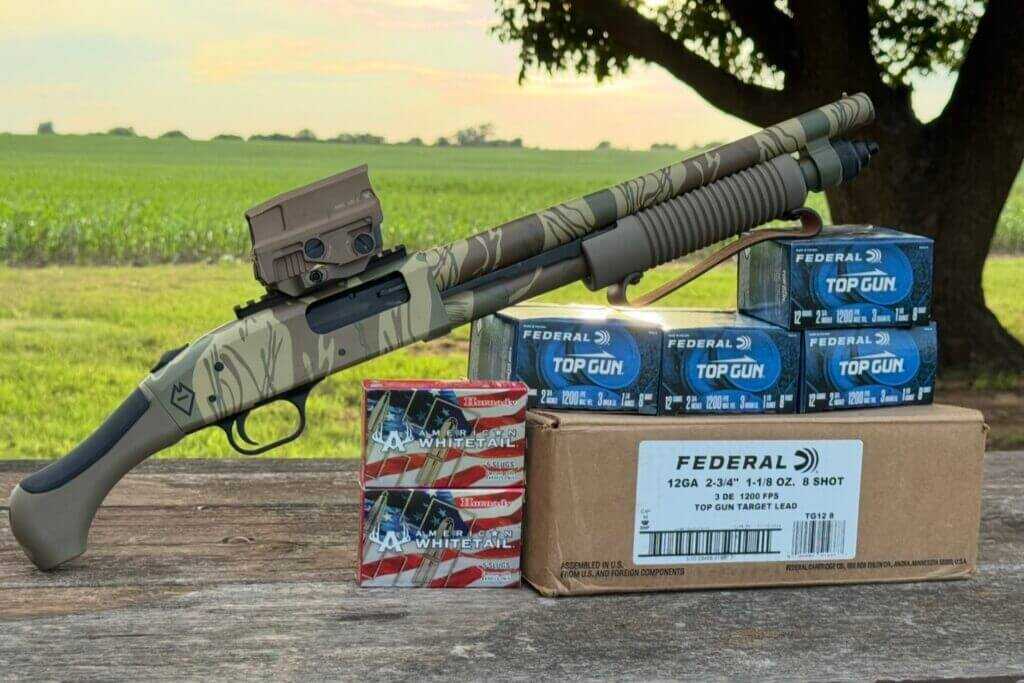 12-gauge ammunition used during Mossberg 590 Bliksem testing including Federal #8 target loads