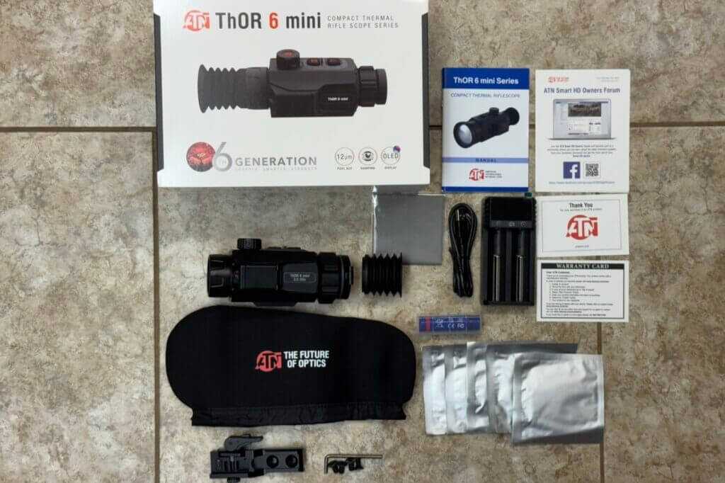 ATN ThOR 6 Mini 256 factory kit with QD mount batteries charger targets cover cloth and manual