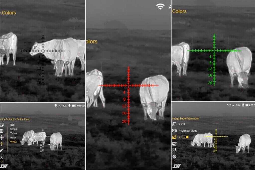 DNT Hydra HS335R reticle color options for thermal hunting conditions