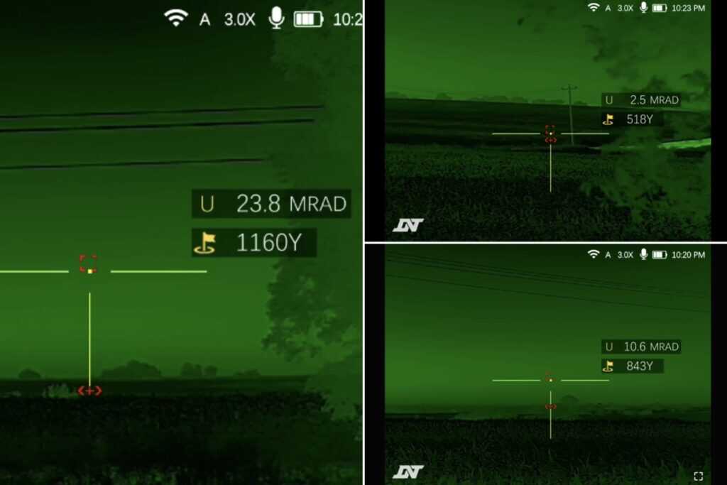DNT Hydra HS335R laser rangefinder reading to 1160 yards with ballistic holdover reticle