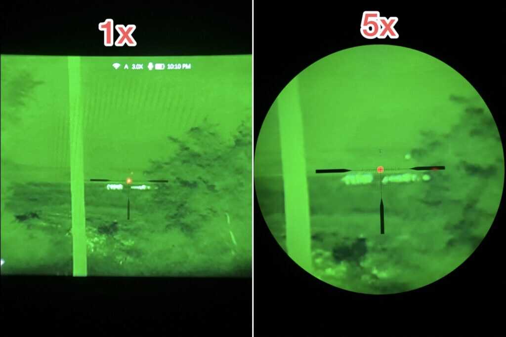 DNT Hydra HS335R clip-on thermal image through LPVO during field testing