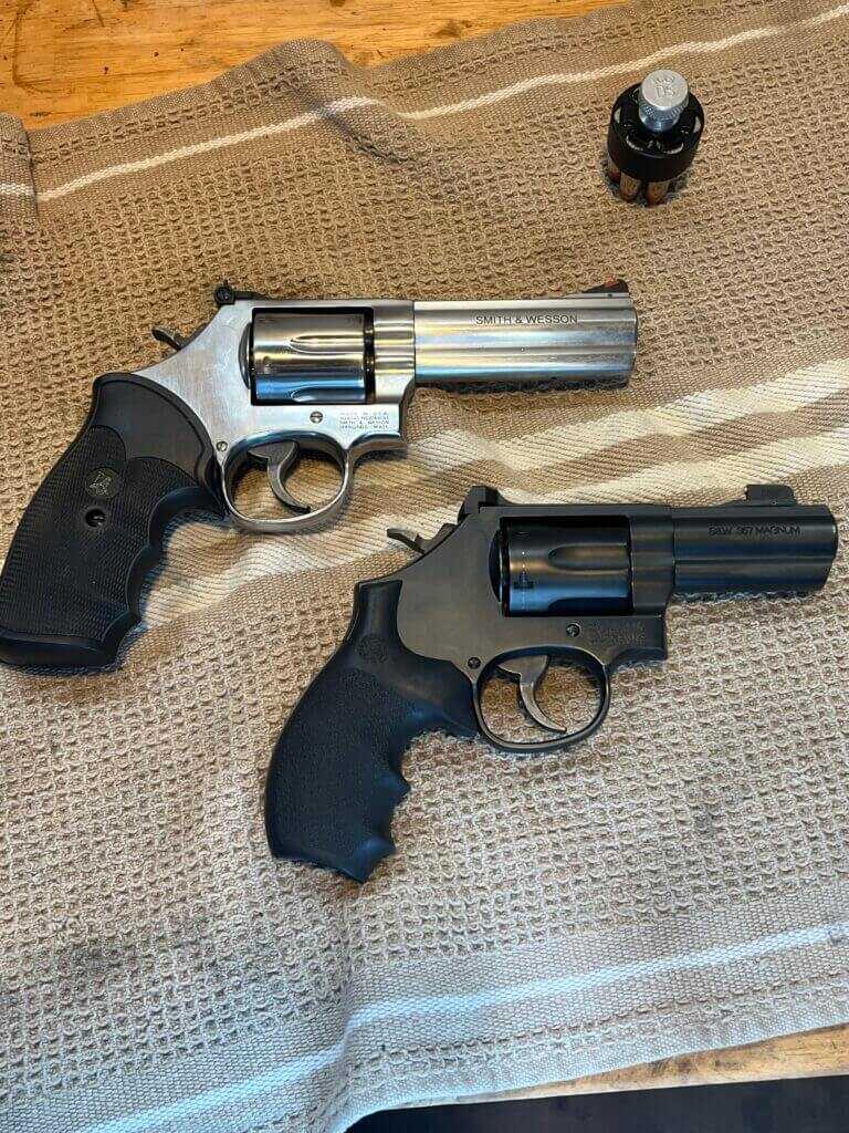 Smith and Wesson 686 and Model 19 K Comp revolvers for magnum carry and home defense roles