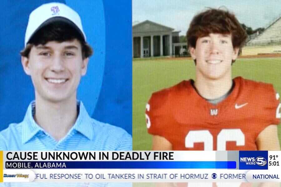 Side-by-side photos of University of Alabama students Walter Hensley and McNeil Mostellar, who died in a hunting camp fire in Conecuh County, Alabama.