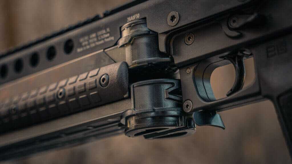 Ambidextrous KelTec KP50 magazine release lever for the 50-round magazine