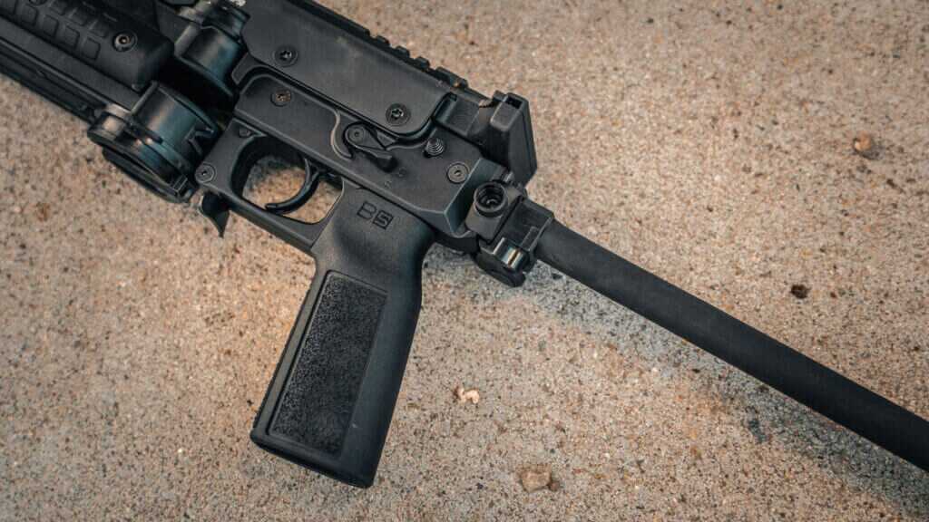 KelTec KP50 B5 Systems pistol grip and integrated rear QD sling cup