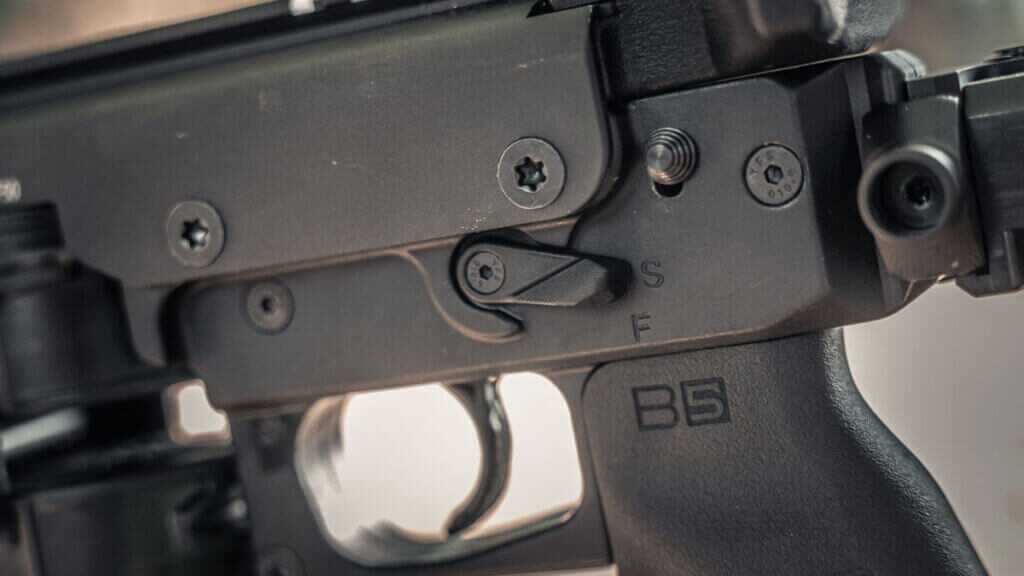 KelTec KP50 ambidextrous safety protected beneath the upper receiver