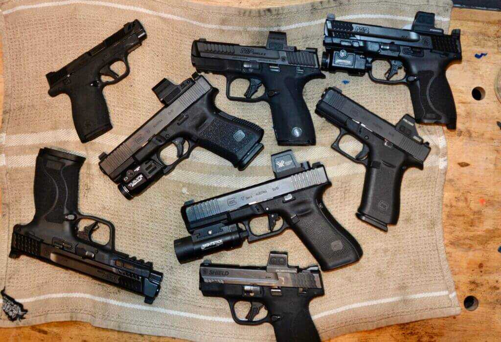 Striker fired pistols in multiple sizes and calibers for concealed carry and defensive use