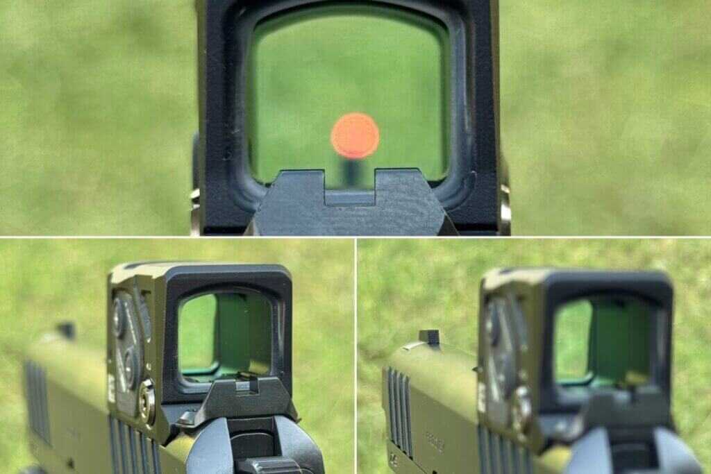 Low iron sights co-witnessing through the Aimpoint COA on the Springfield Prodigy