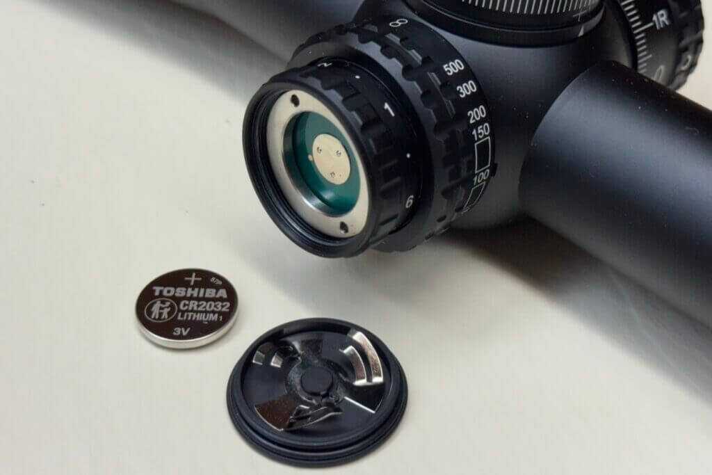 CR2032 battery used to power the Arken EP-5 GENII illuminated reticle