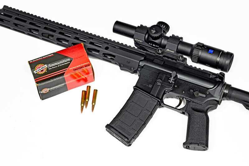 Ruger Harrier AR-15 with Zeiss riflescope and Black Hills 5.56 NATO ammunition