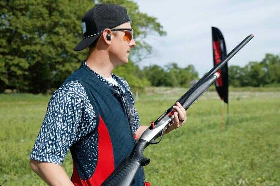 Steve Gould breaks a clay target at a certified 201 yards with a Benelli ETHOS SuperSport A.I. shotgun.