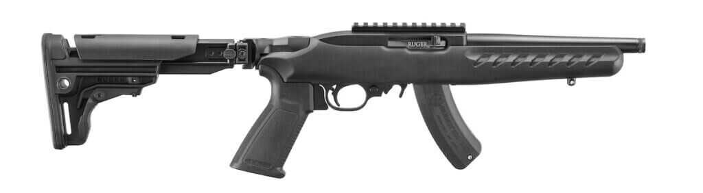 Compact Ruger 10/22 SBR with short barrel and modern stock