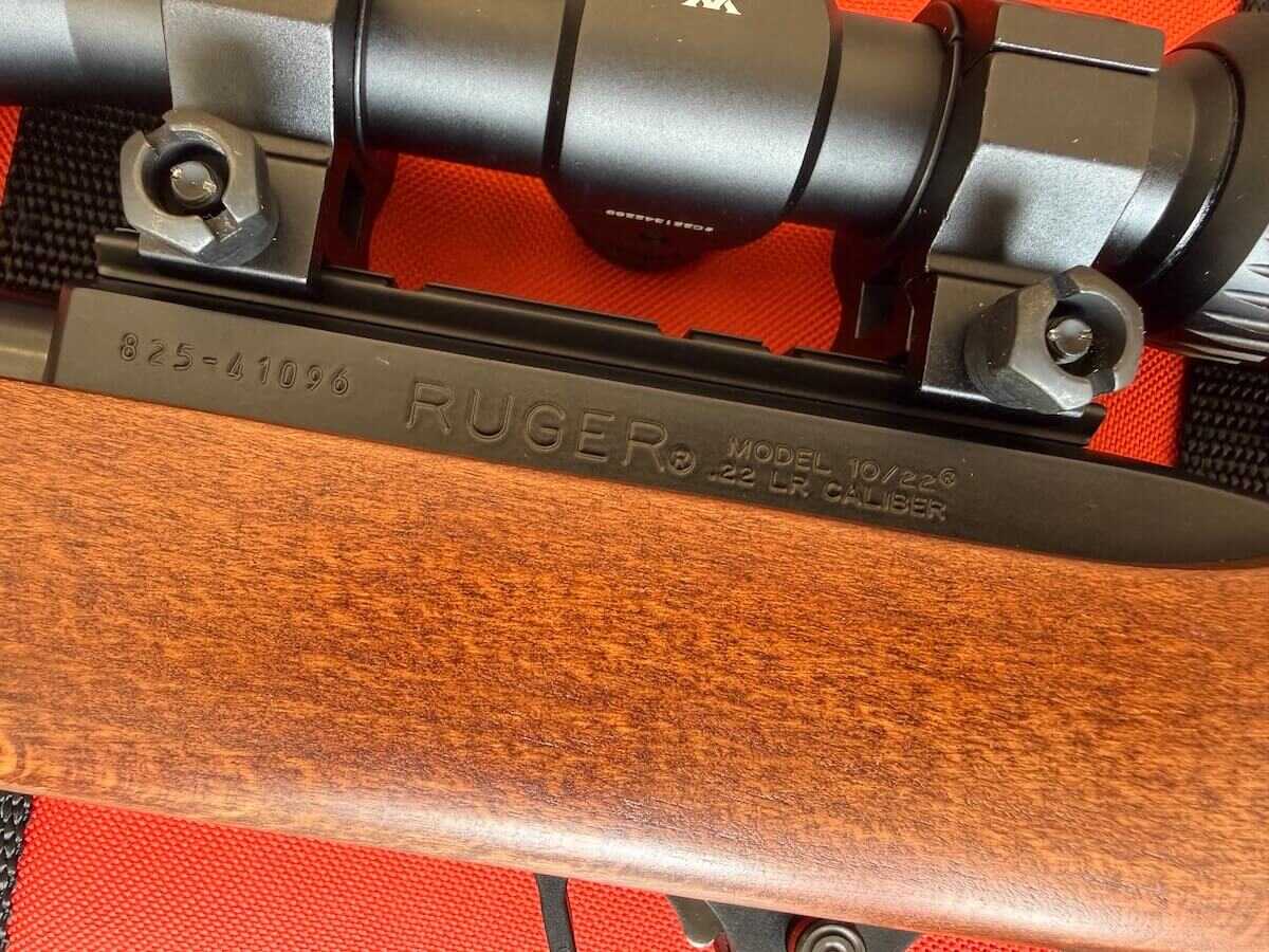 Ruger 10/22 receiver rollmark on the benchmark .22 LR semiautomatic rifle