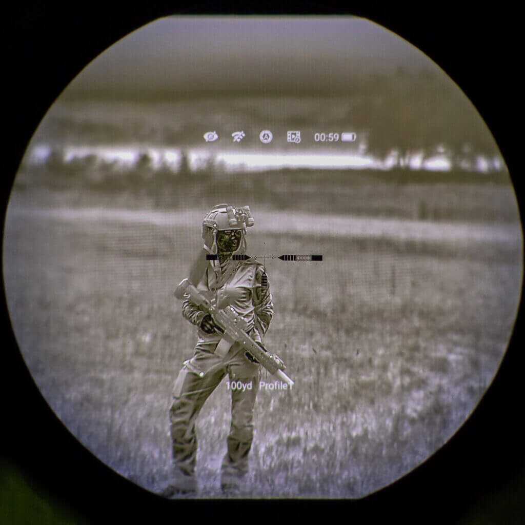 ZCO ZC210 SAN-1 reticle visible at 2x behind a thermal clip-on