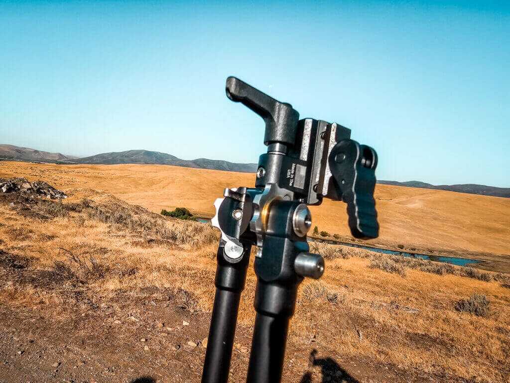 Hatch Outwest High Country Lite push-button leg-angle adjustment for uneven hunting terrain