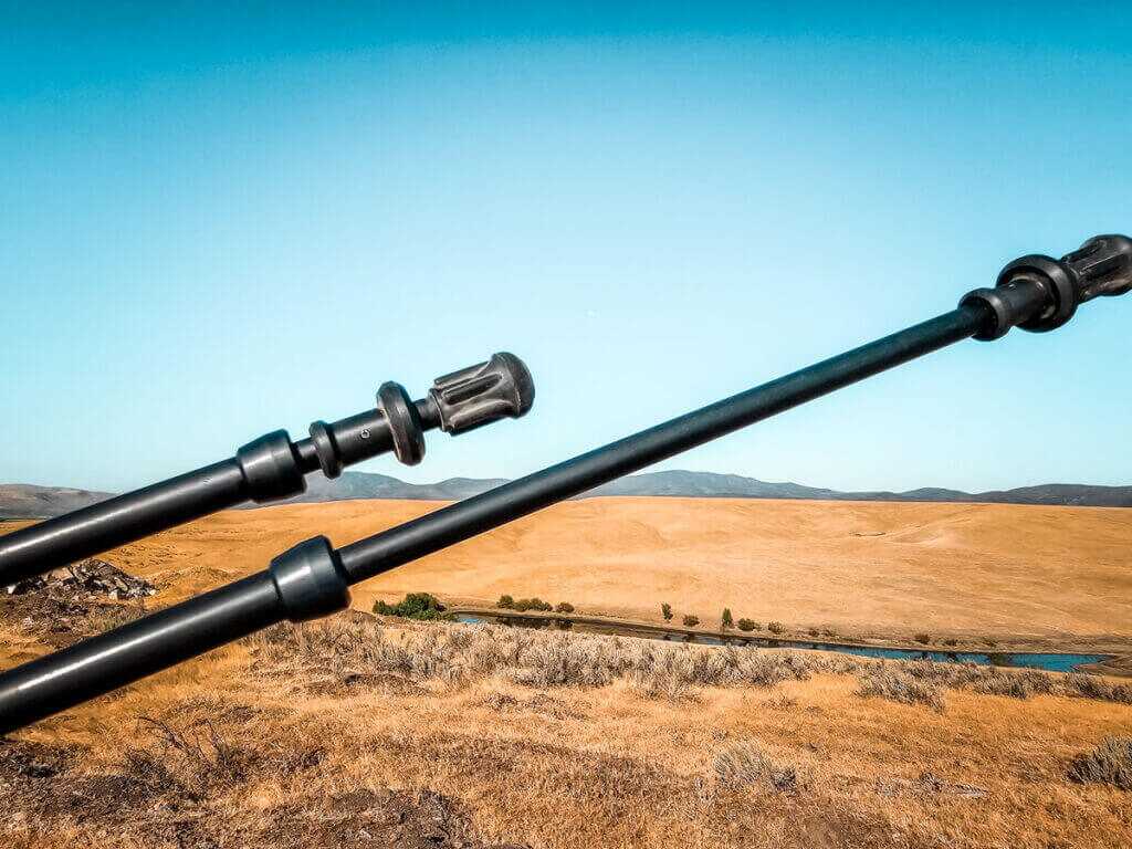 Hatch High Country Lite self-locking bipod legs adjusted to a custom shooting height
