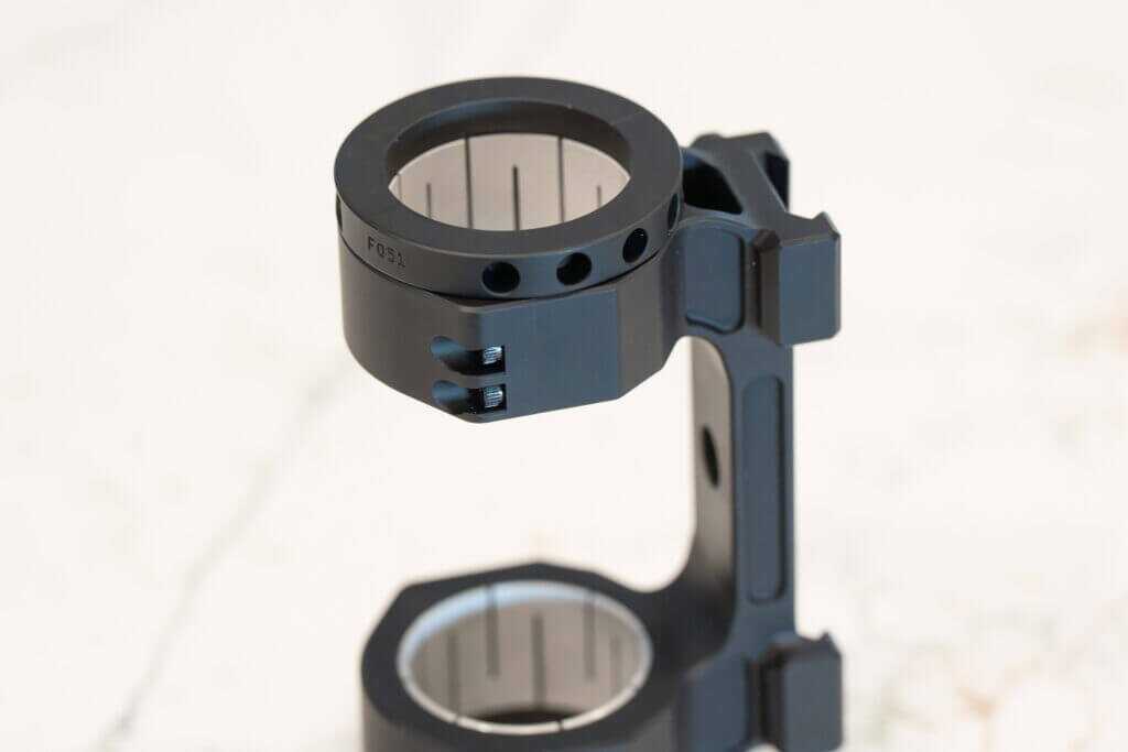Project 47 Force 360 scope mount components showing collars, collets and assembly hardware