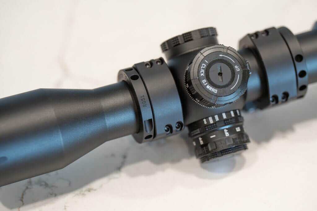 Project 47 Force 360 mounted scope showing its alternative to conventional ring-cap adjustment