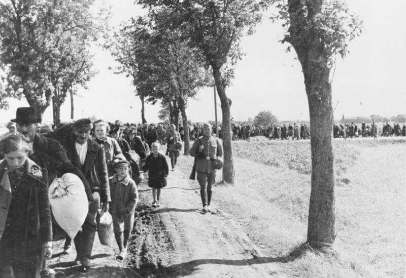 Polish Jews being forcibly deported by German authorities before World War 2