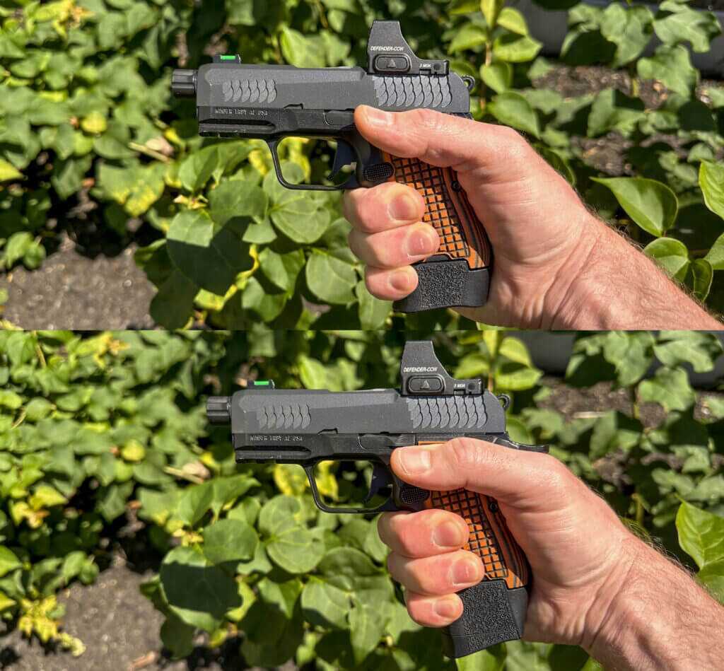 Kimber CDS9 13 round and 15 round magazine comparison with pinky extensions