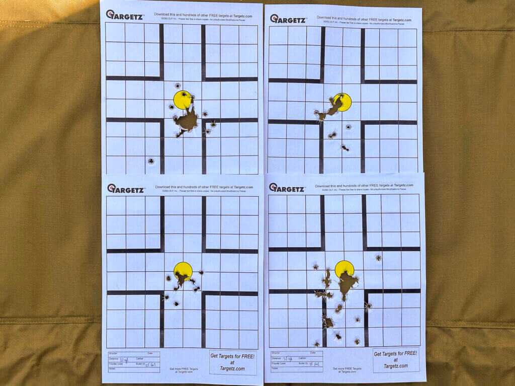 Kimber CDS9 rapid fire accuracy targets at 10 yards and 25 yards with 115 gr. FMJ ammunition