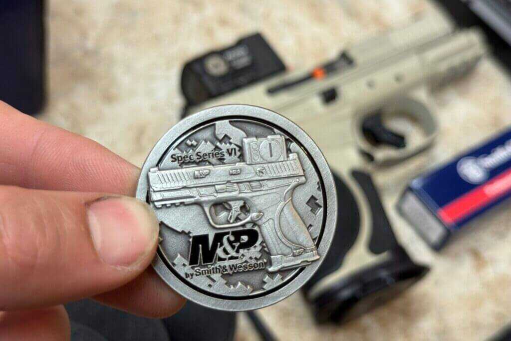Smith & Wesson Spec Series VI challenge coin included with the limited edition M&P package