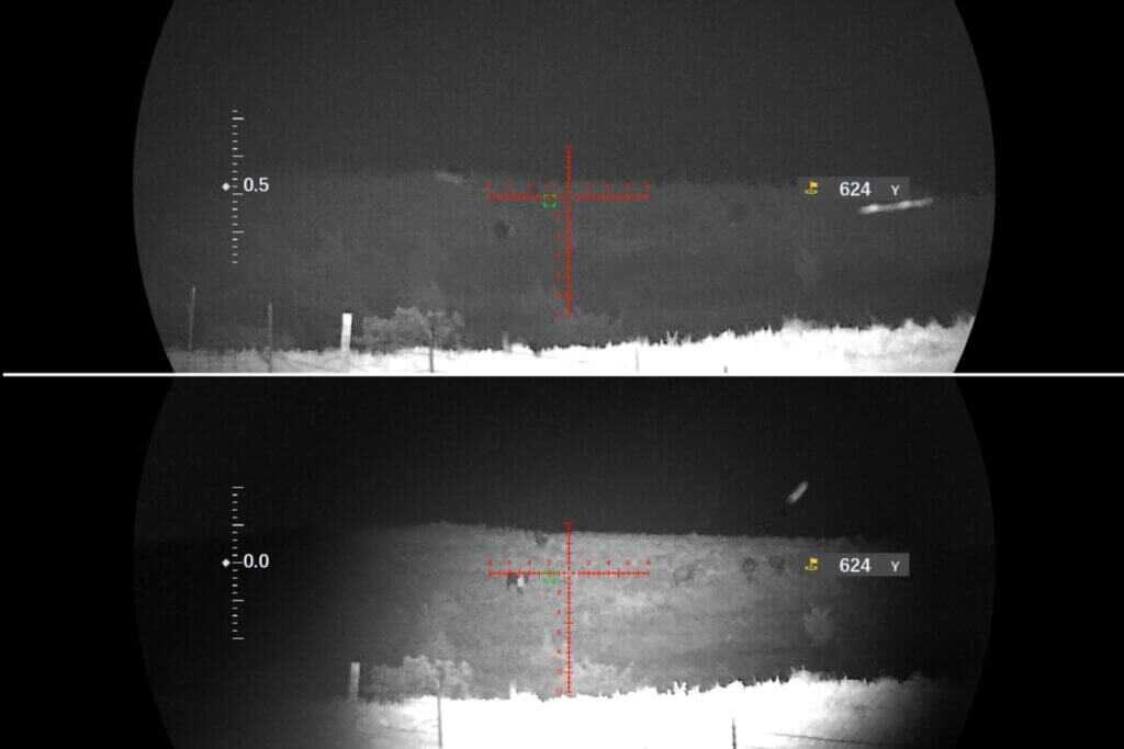 DNT TNC635R IR illuminator viewing cattle and a target at 624 yards at night