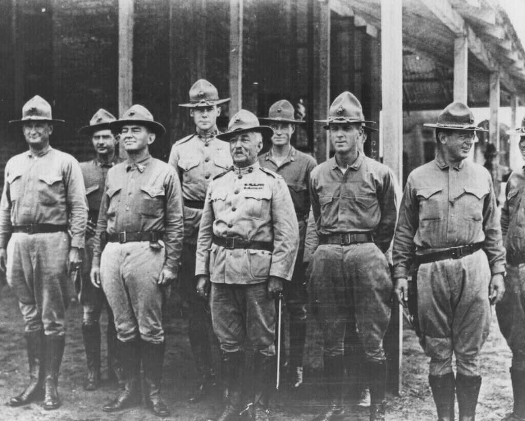 Smedley Butler with Marine officers at Vera Cruz, Mexico, during the 1914 campaign