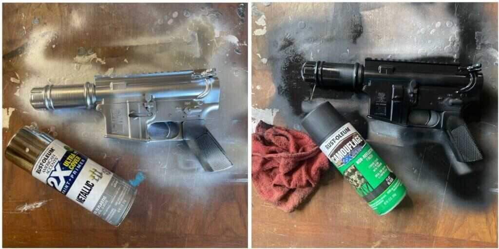 Metallic silver and flat black paint applied to weather the A280-CFE Blaster