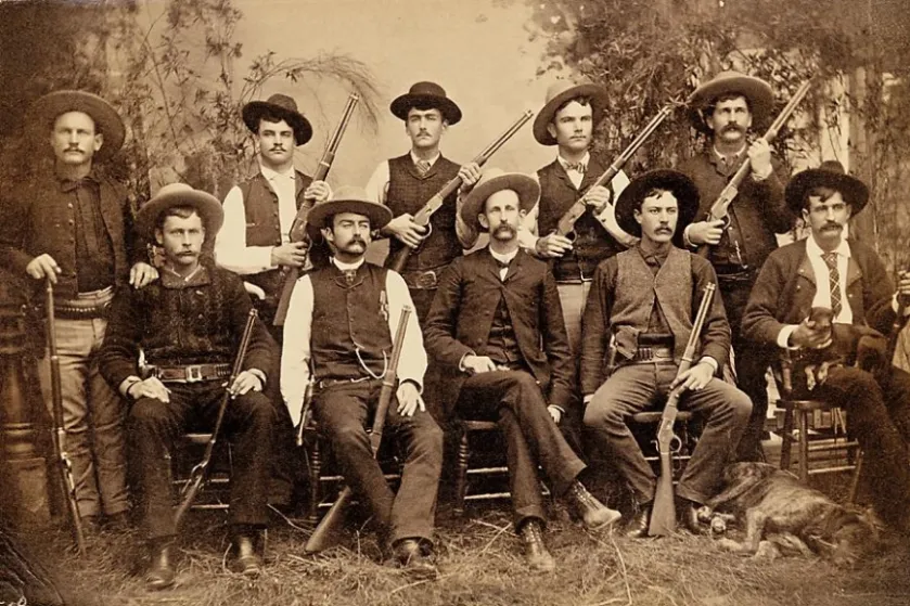 Historical Texas Rangers carrying Winchester Model 1873 lever-action rifles